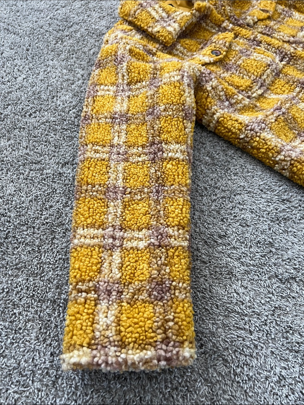 Anthropologie Driftwood Ryan Mustard Plaid Sherpa Shirt Jacket - Size S - Picture 6 of 13